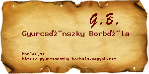 Gyurcsánszky Borbála névjegykártya